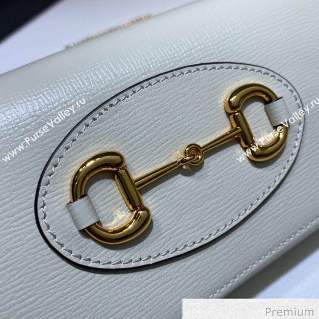 Gucci Horsebit 1955 Leather Wallet with Chain WOC ‎621888 White 2020 (DLH-20070123)