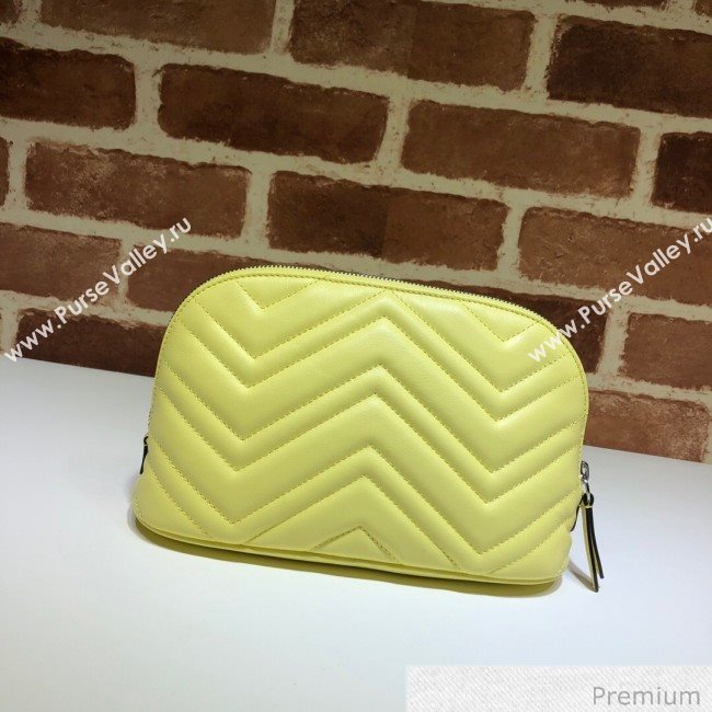 Gucci GG Marmont Large Cosmetic Case 625690 Pastel Yellow 2020 (DLH-20070129)