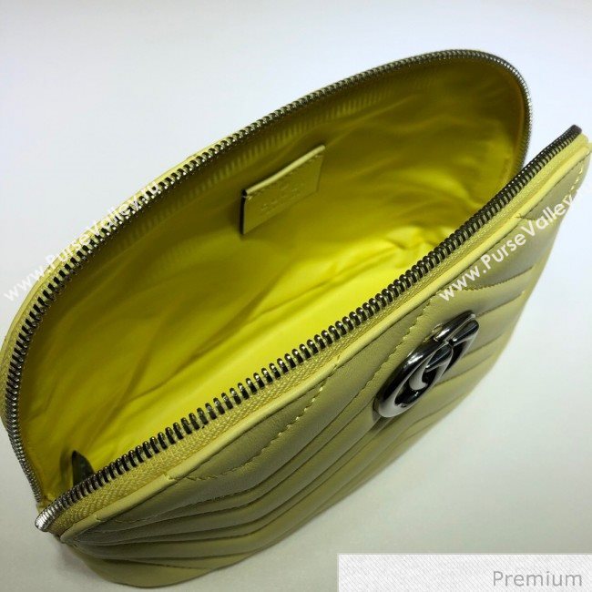 Gucci GG Marmont Large Cosmetic Case 625690 Pastel Yellow 2020 (DLH-20070129)