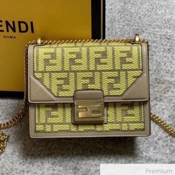 Fendi Kan U Small Embroidered Shoulder Bag Yellow/Grey 2020 (AFEI-20070138)