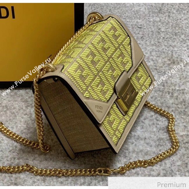 Fendi Kan U Small Embroidered Shoulder Bag Yellow/Grey 2020 (AFEI-20070138)