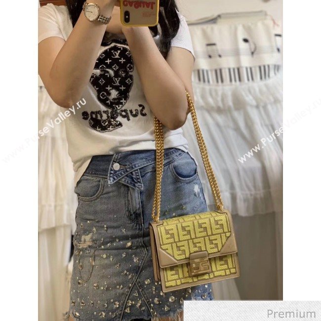 Fendi Kan U Small Embroidered Shoulder Bag Yellow/Grey 2020 (AFEI-20070138)