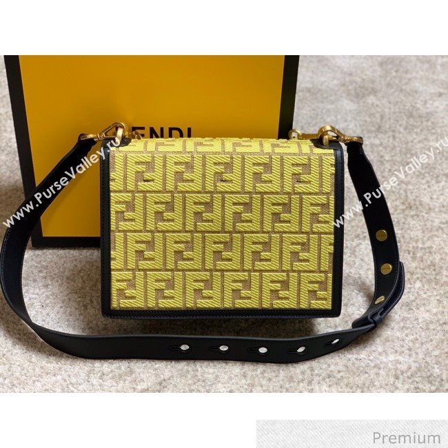 Fendi Kan U Medium Embroidered Shoulder Bag Yellow/Beige/Black 2020 (AFEI-20070139)