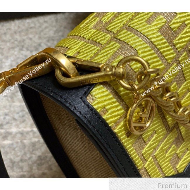 Fendi Kan U Medium Embroidered Shoulder Bag Yellow/Beige/Black 2020 (AFEI-20070139)