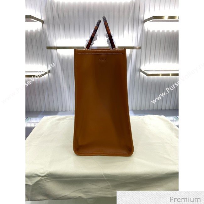 Fendi Sunshine Shopper Leather Tote Bag Brown 2020 (SU-20070211)