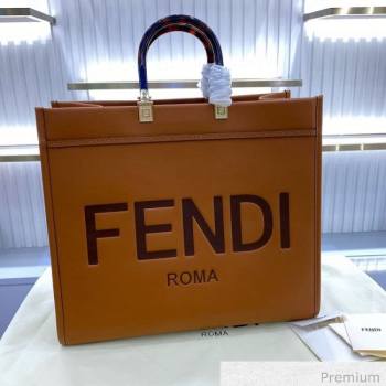 Fendi Sunshine Shopper Leather Tote Bag Brown 2020 (SU-20070211)