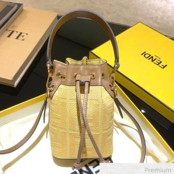 Fendi Mon Tresor Mini FF Embroidered Bucket Bag Yellow 2020 (SU-20070208)