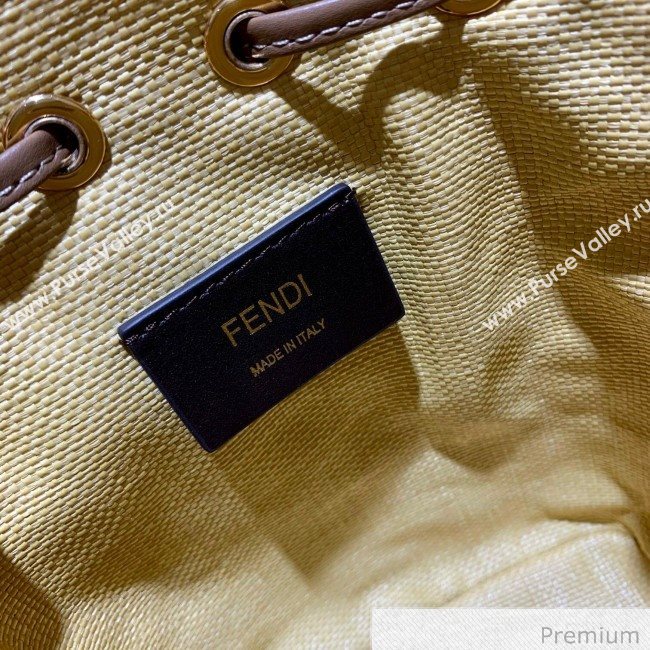 Fendi Mon Tresor Mini FF Embroidered Bucket Bag Yellow 2020 (SU-20070208)