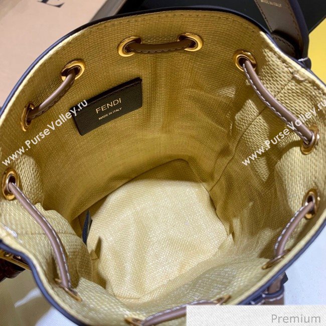 Fendi Mon Tresor Mini FF Embroidered Bucket Bag Yellow 2020 (SU-20070208)