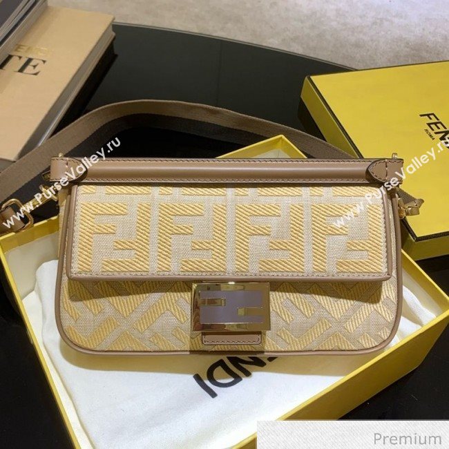 Fendi Baguette Medium FF Embroidered Bag Yellow 2020 (SU-20070209)