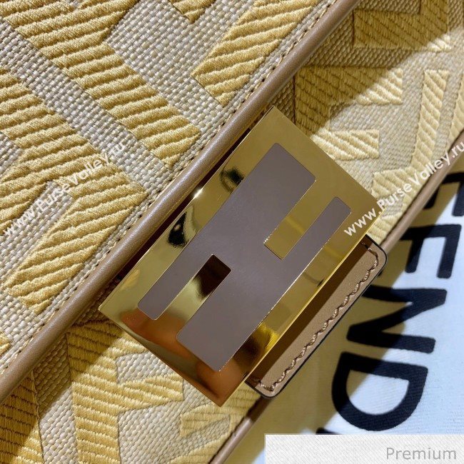 Fendi Baguette Medium FF Embroidered Bag Yellow 2020 (SU-20070209)