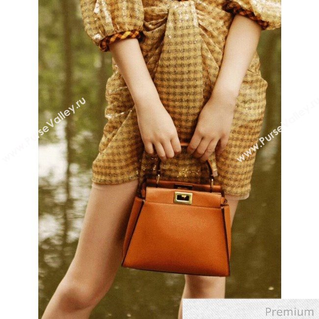 Fendi Peekaboo Iconic Mini Leather Bag Brown 2020 (SU-20070214)