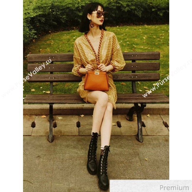 Fendi Peekaboo Iconic Mini Leather Bag Brown 2020 (SU-20070214)