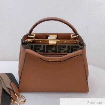 Fendi Peekaboo Iconic Mini Leather Bag Brown 2020 (SU-20070214)