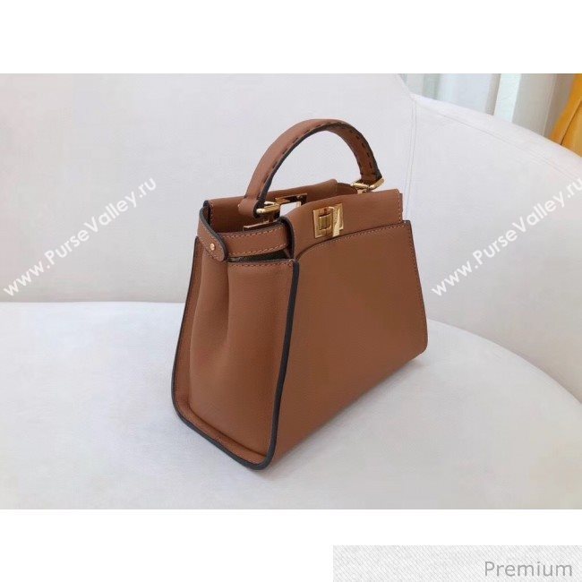 Fendi Peekaboo Iconic Mini Leather Bag Brown 2020 (SU-20070214)
