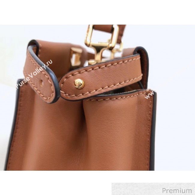 Fendi Peekaboo Iconic Mini Leather Bag Brown 2020 (SU-20070214)