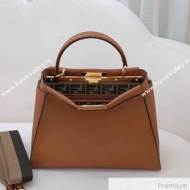 Fendi Peekaboo Iconic Medium Leather Bag Brown 2020 (SU-20070213)
