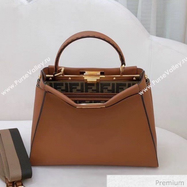 Fendi Peekaboo Iconic Medium Leather Bag Brown 2020 (SU-20070213)