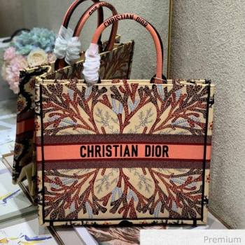 Dior Large Book Tote in Coral Embroidered Canvas 2020 (BF-20070228)