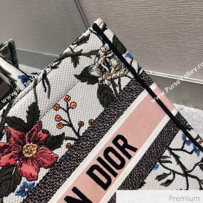 Dior Small Book Tote in Flower Embroidered Canvas Pink 2020 (BF-20070226)