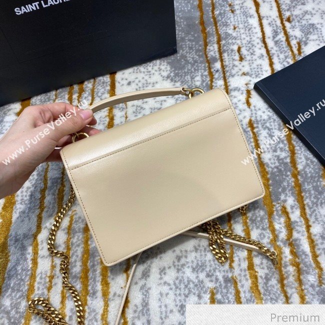 Saint Laurent Sunset Chain Wallet in Smooth Leather 533026 Nude 2020 (JD-20070301)