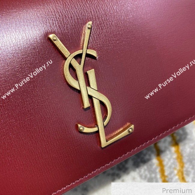 Saint Laurent Sunset Chain Wallet in Smooth Leather 533026 Burgundy 2020 (JD-20070303)