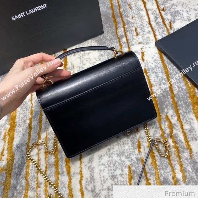 Saint Laurent Sunset Chain Wallet in Smooth Leather 533026 Black/Gold 2020 (JD-20070304)
