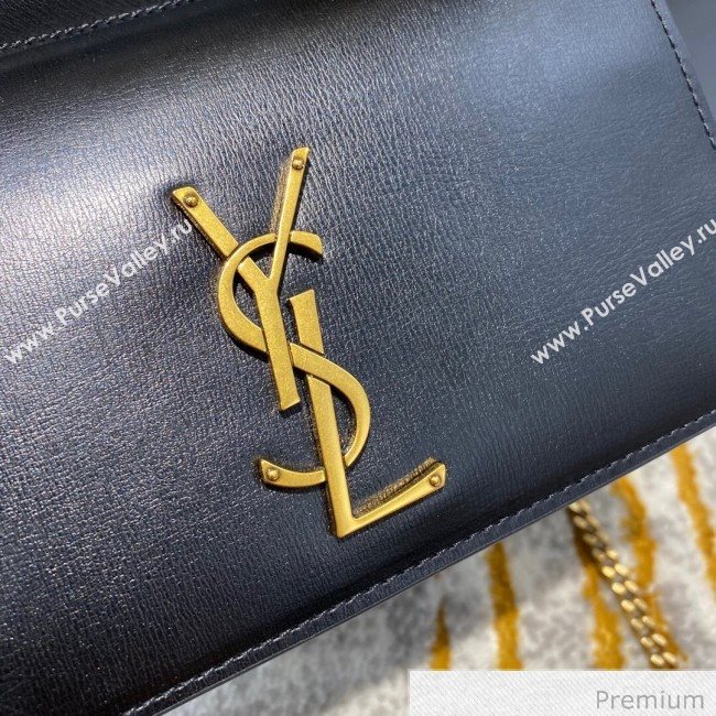 Saint Laurent Sunset Chain Wallet in Smooth Leather 533026 Black/Gold 2020 (JD-20070304)