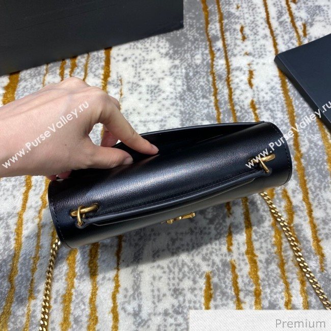 Saint Laurent Sunset Chain Wallet in Smooth Leather 533026 Black/Gold 2020 (JD-20070304)