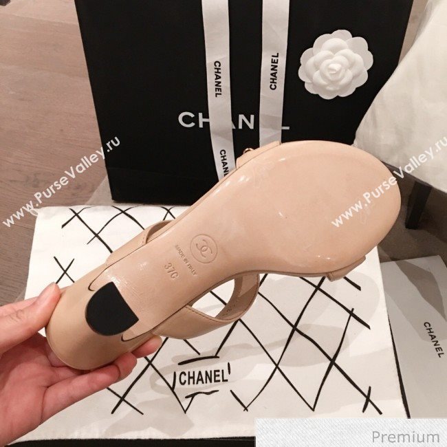 Chanel Lambskin Chain Heel Sandals Apricot 2020 (KL-20070605)