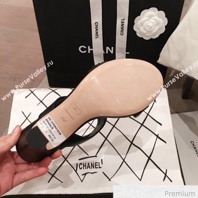 Chanel Lambskin Chain Heel Sandals Black 2020 (KL-20070604)