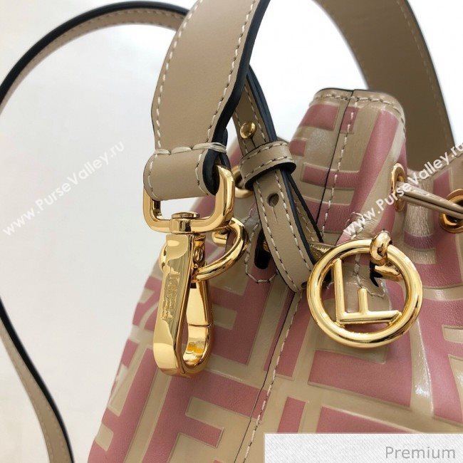 Fendi Mon Tresor Mini FF Leather Bucket Bag Beige/Pink 2020 (AFEI-20071014)