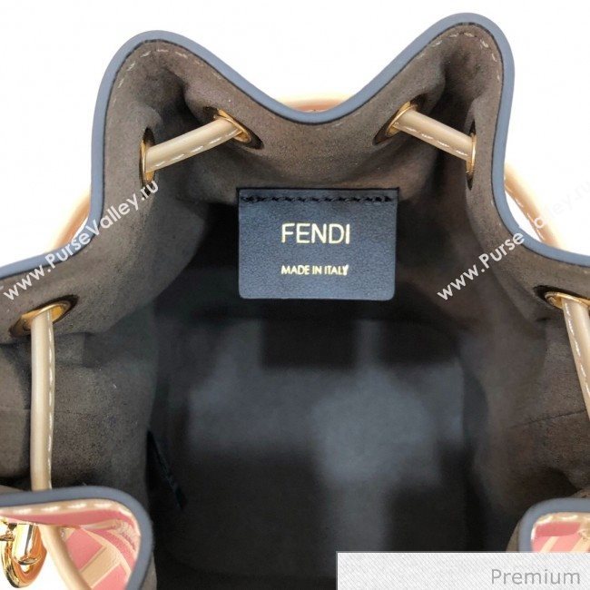 Fendi Mon Tresor Mini FF Leather Bucket Bag Beige/Pink 2020 (AFEI-20071014)