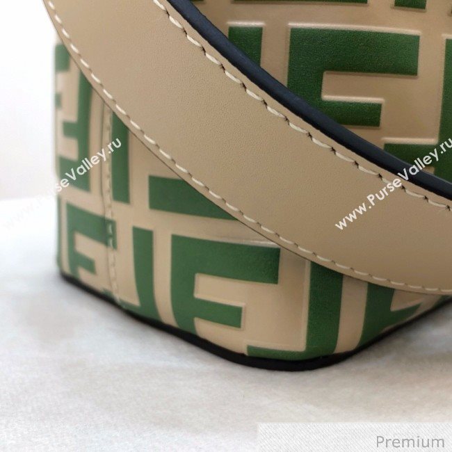 Fendi Mon Tresor Mini FF Leather Bucket Bag Beige/Green 2020 (AFEI-20071015)