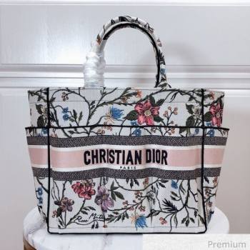 Dior Catherine Flora Embroidered Canvas Tote Bag White 2020 (XXG-20071016)