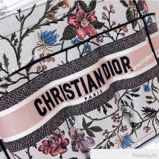 Dior Catherine Flora Embroidered Canvas Tote Bag White 2020 (XXG-20071016)