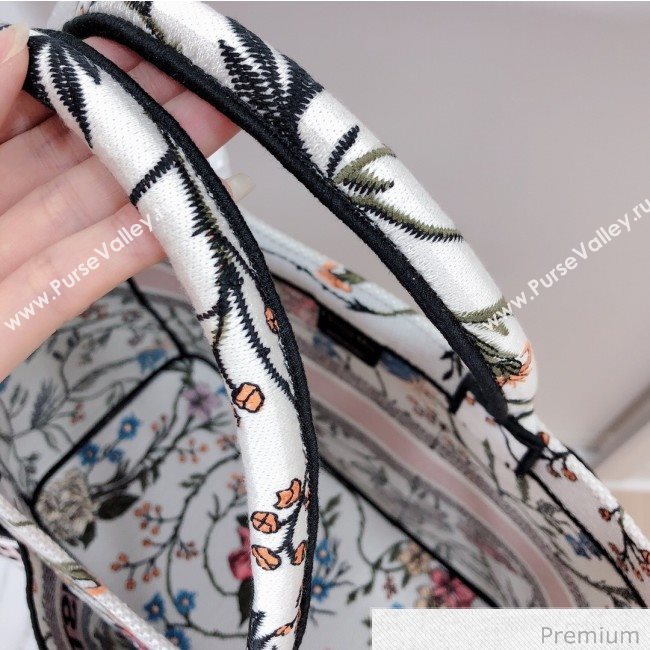 Dior Catherine Flora Embroidered Canvas Tote Bag White 2020 (XXG-20071016)