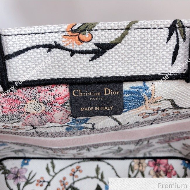 Dior Catherine Flora Embroidered Canvas Tote Bag White 2020 (XXG-20071016)
