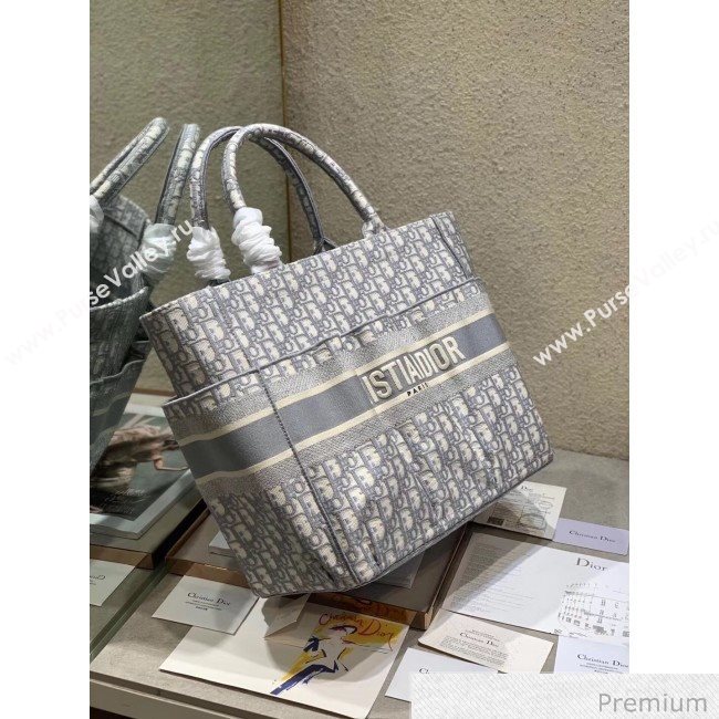 Dior Small Catherine Tote Bag in Grey Oblique Embroidered Canvas 2020 (XXG-20071027)