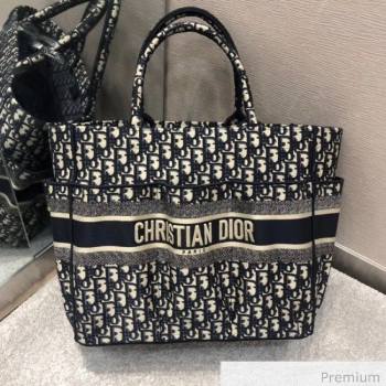 Dior Small Catherine Tote Bag in Blue Oblique Embroidered Canvas 2020 (XXG-20071026)