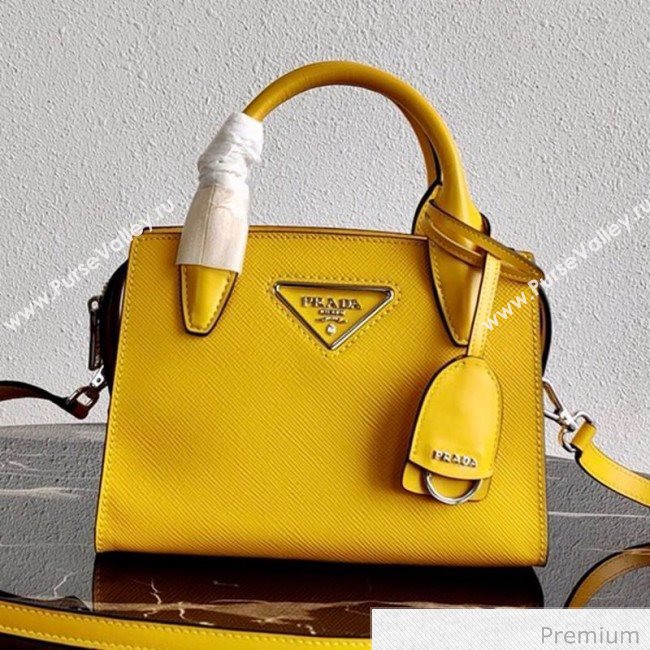 Prada Saffiano Leather Top Handle Bag 1BA269 Yellow 2020 (YZ-20071028)