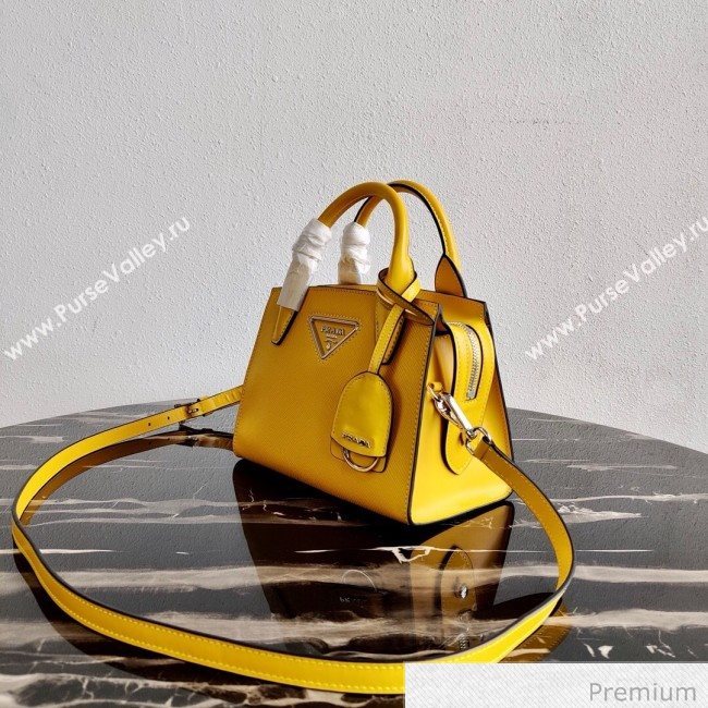 Prada Saffiano Leather Top Handle Bag 1BA269 Yellow 2020 (YZ-20071028)