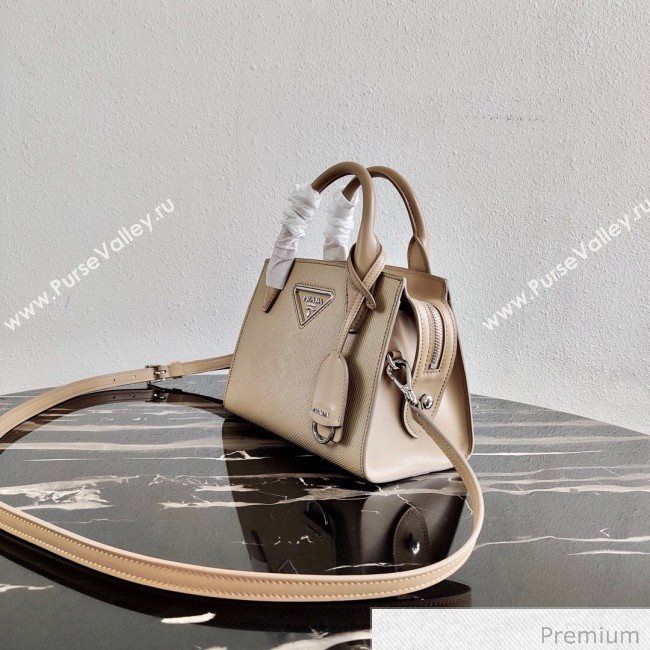 Prada Saffiano Leather Top Handle Bag 1BA269 Beige 2020 (YZ-20071029)