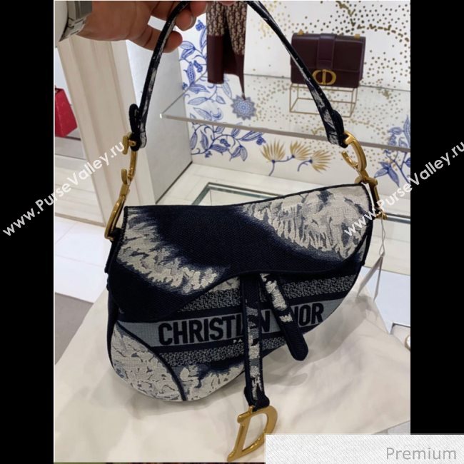 Dior Blue Multicolor Tie & Dior Embroidery Saddle Bag 2020 (BF-20071061)