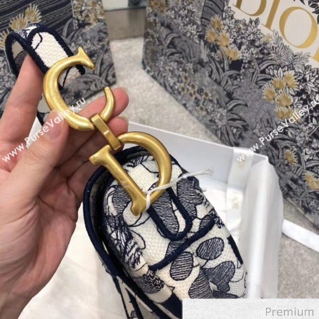 Dior Blue Multicolor Dior Around the World Embroidery Saddle Bag 2020 (BF-20071062)