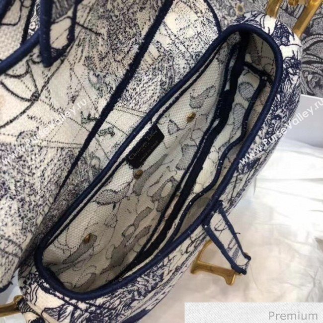 Dior Blue Multicolor Dior Around the World Embroidery Saddle Bag 2020 (BF-20071062)