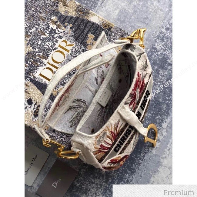 Dior White Camouflage Embroidery with Multicolor Flowers Saddle Bag 2020 (XXG-20071063)