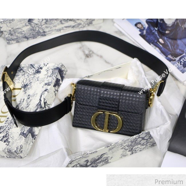 Dior 30 Montaigne Mini Box Shoulder Bag in Black Microcannage Calfskin 2020 (XXG-20071071)