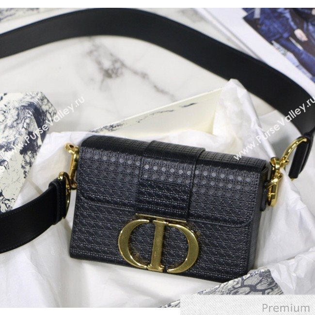 Dior 30 Montaigne Mini Box Shoulder Bag in Black Microcannage Calfskin 2020 (XXG-20071071)