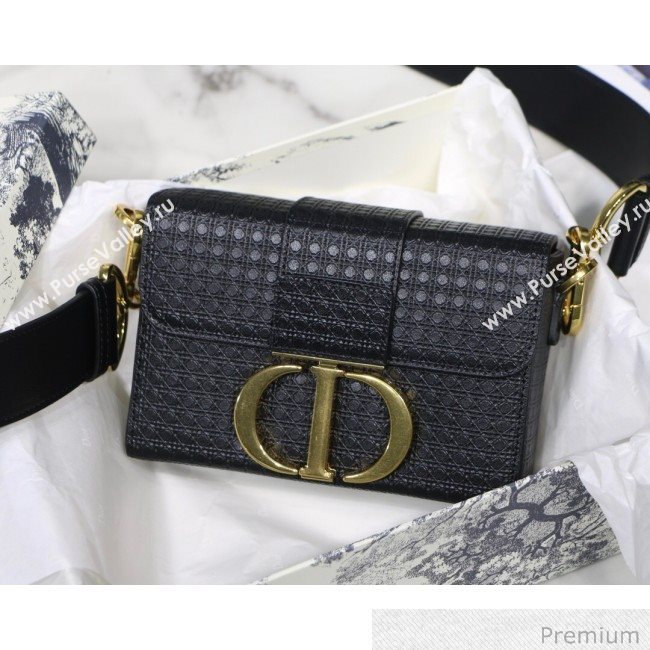Dior 30 Montaigne Mini Box Shoulder Bag in Black Microcannage Calfskin 2020 (XXG-20071071)